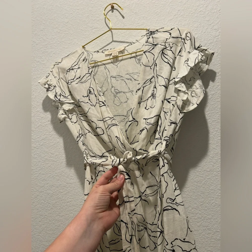 Anthropologie Monteau rayon Floral Print Ruffle babydoll mini wrap Dress - Picture 4 of 7